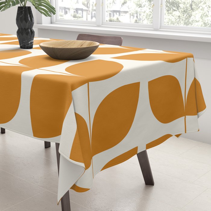 Danish Pattern Orange Mid Century Modern Tablecloth Gallery Image 3