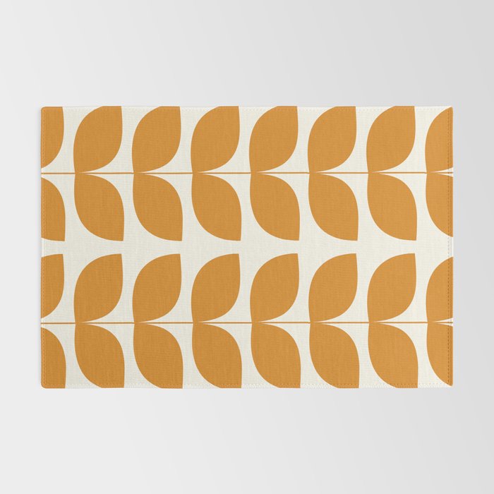 Danish Pattern Orange Mid Century Modern Rug Gallery Image 2