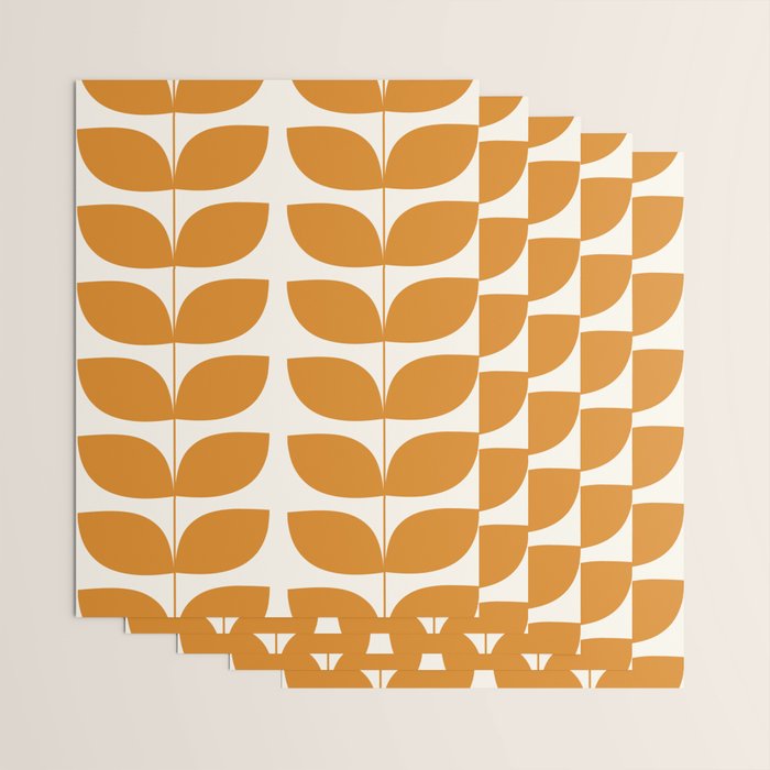 Danish Pattern Orange Mid Century Modern Wrapping Paper Gallery Image 3