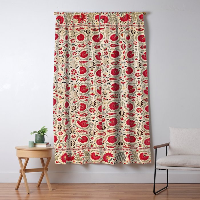 Ura Tube Bokhara Uzbekistan Suzani Embroidery Print Window Curtain Gallery Image 5