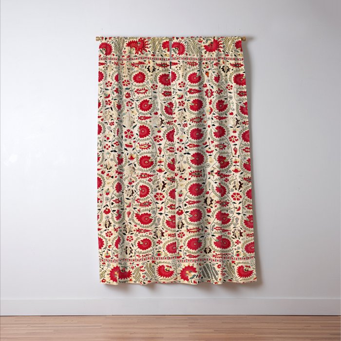 Ura Tube Bokhara Uzbekistan Suzani Embroidery Print Window Curtain Gallery Image 3