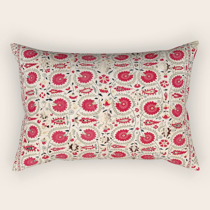 Ura Tube Bokhara Uzbekistan Suzani Embroidery Print Rectangular Pillow Gallery Image 2