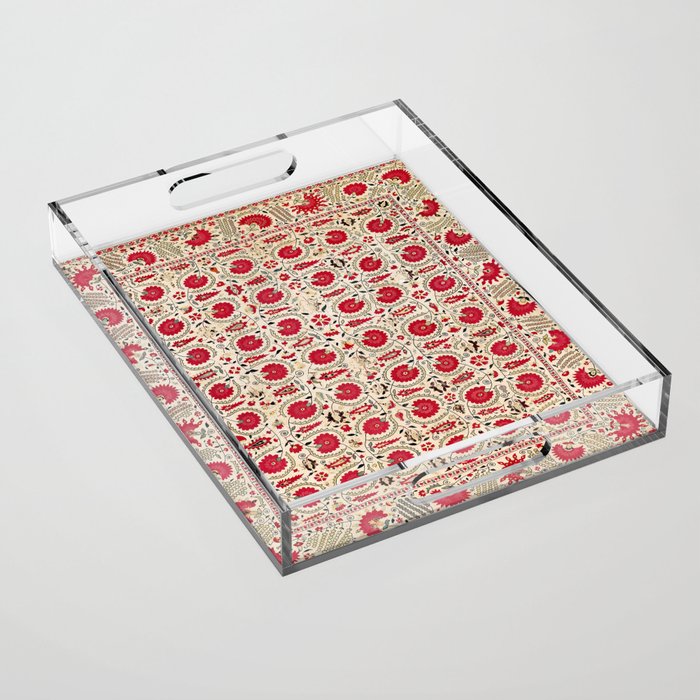 Ura Tube Bokhara Uzbekistan Suzani Embroidery Print Acrylic Tray Gallery Image 1