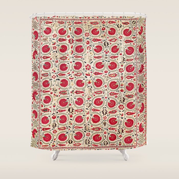 Ura Tube Bokhara Uzbekistan Suzani Embroidery Print Shower Curtain Gallery Image 1