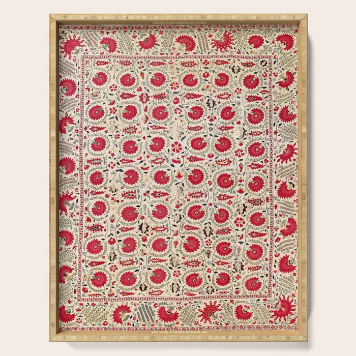 Ura Tube Bokhara Uzbekistan Suzani Embroidery Print Serving Tray Gallery Image 1