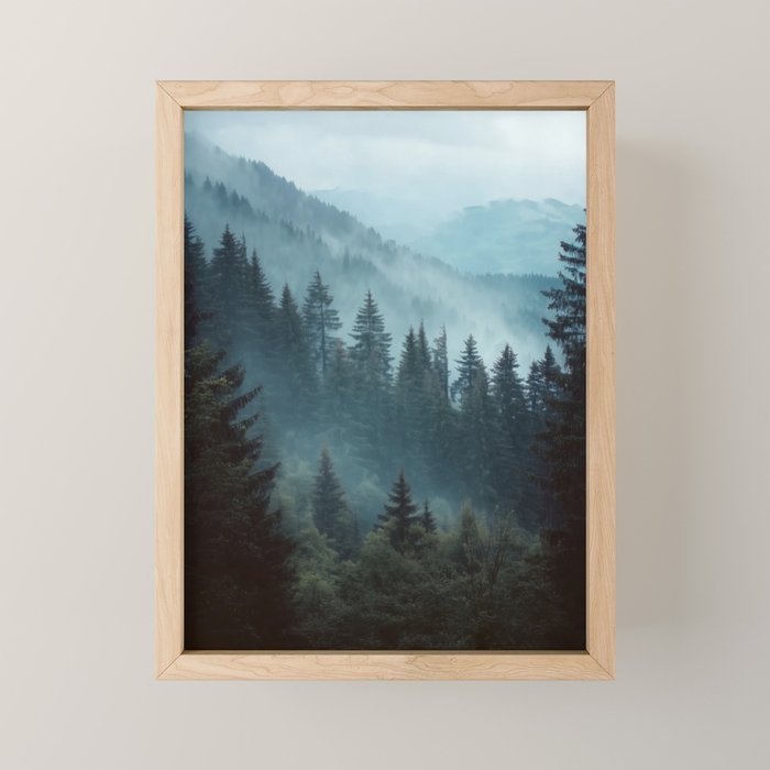 Misty Pine Forest Mini Art Print