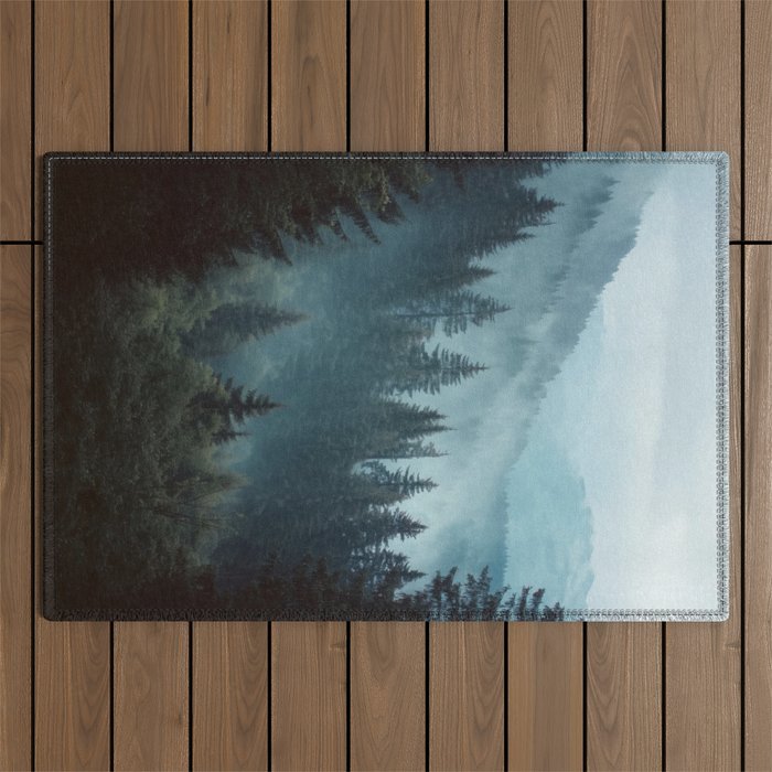 Misty Pine Forest Outdoor Rug Gallery Image 1