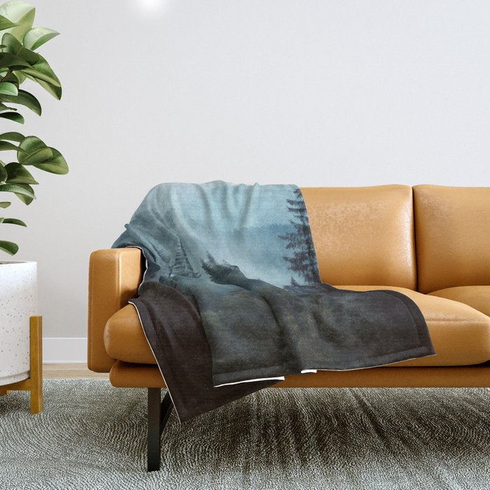 Misty Pine Forest Throw Blanket Gallery Image 1