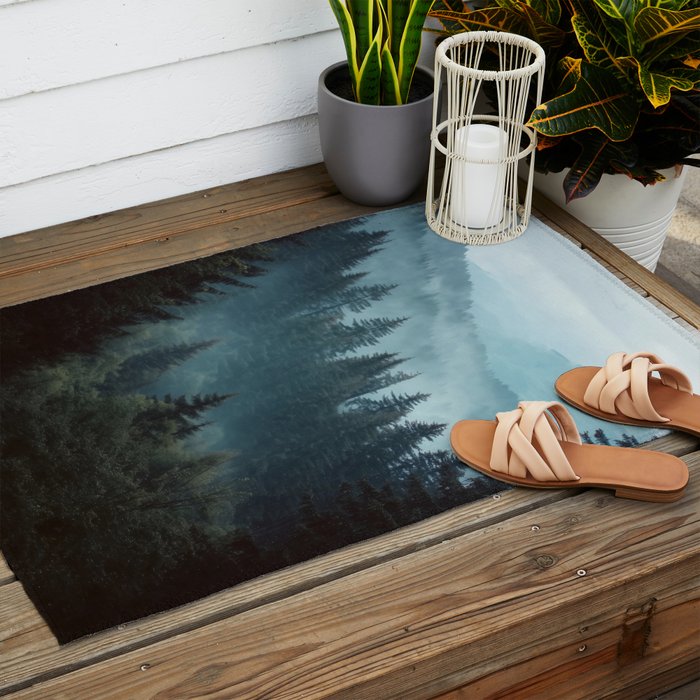 Misty Pine Forest Outdoor Rug Gallery Image 2