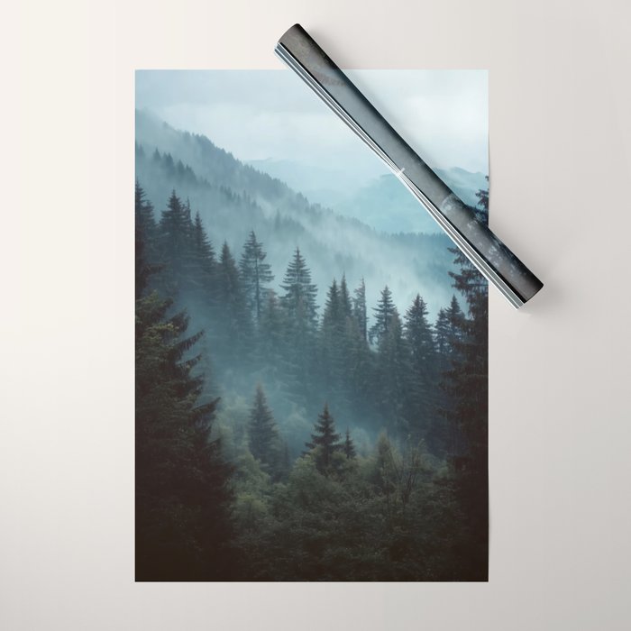 Misty Pine Forest Wrapping Paper Gallery Image 1