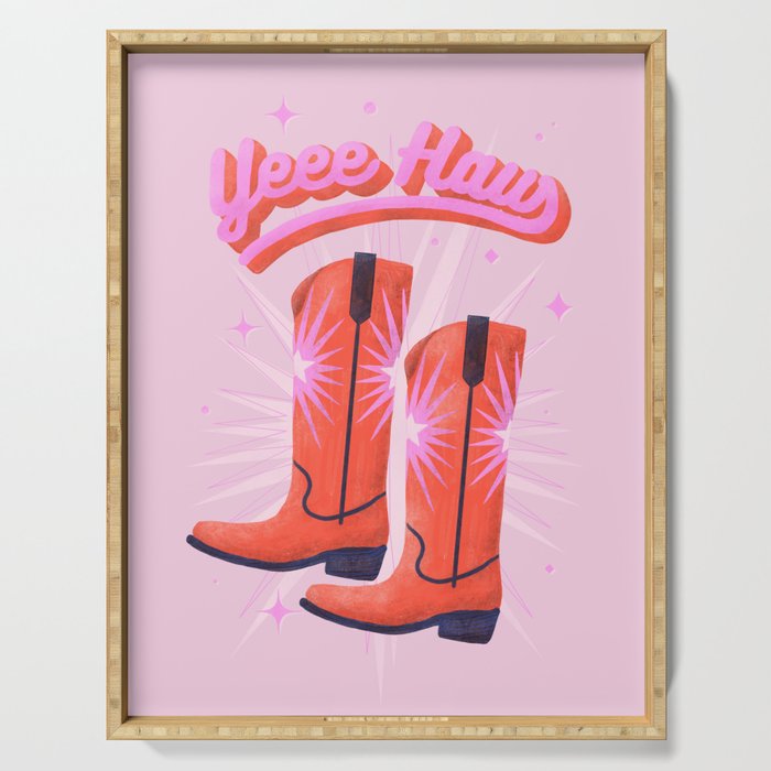 YEEE HAW Cowgirl Boots Serving Tray Gallery Image 1