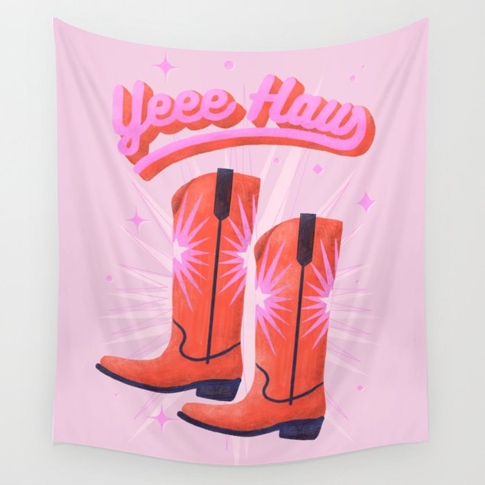 YEEE HAW Cowgirl Boots Wall Tapestry Gallery Image 4
