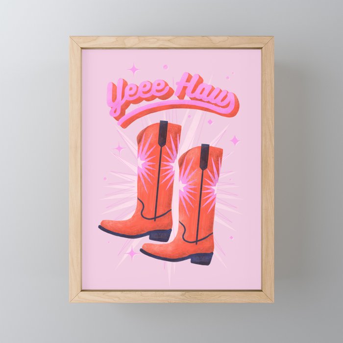 YEEE HAW Cowgirl Boots Mini Art Print Gallery Image 1