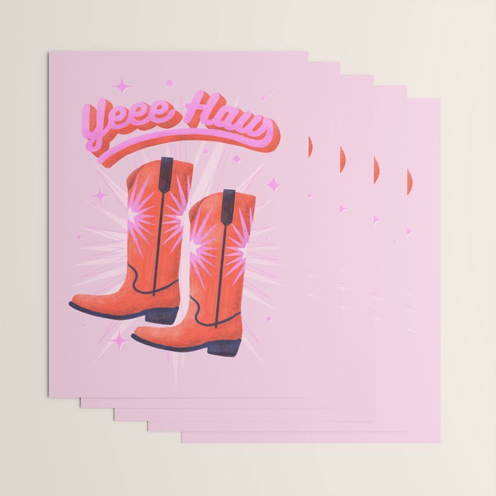 YEEE HAW Cowgirl Boots Wrapping Paper Gallery Image 3