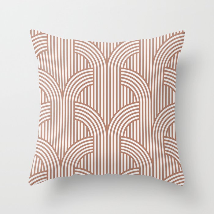 Terracotta retro lines Throw Pillow Gallery Image 6