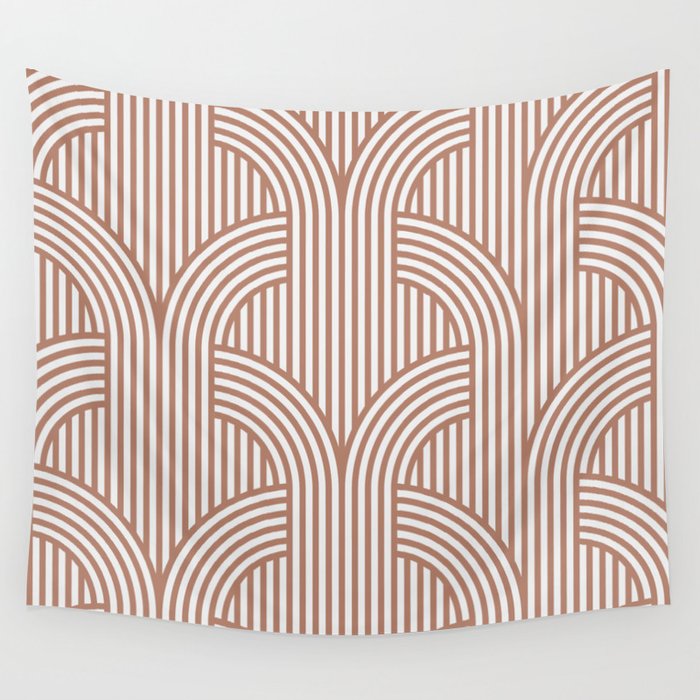 Terracotta retro lines Wall Tapestry Gallery Image 4