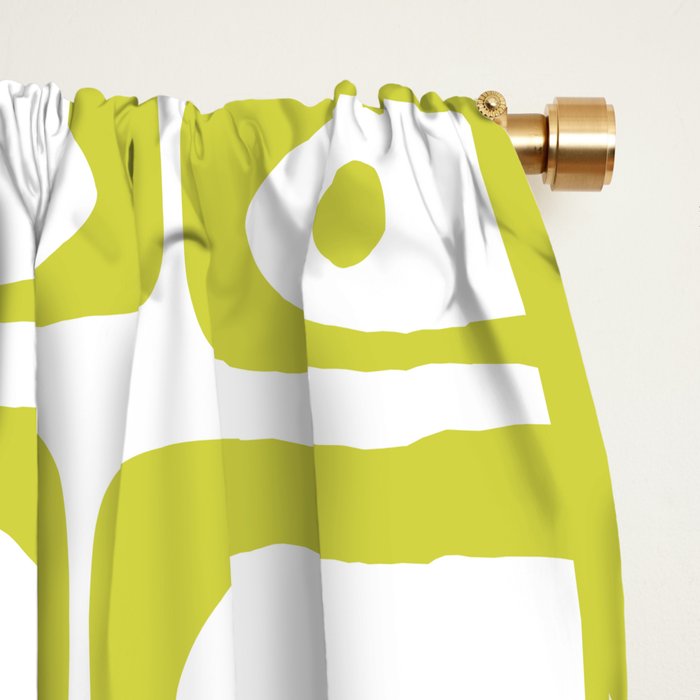 Mid Century Modern Piquet Abstract Multi Pattern Chartreuse and White Window Curtain Gallery Image 2