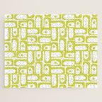 Mid Century Modern Piquet Abstract Multi Pattern Chartreuse and White Jigsaw Puzzle Gallery Image 1