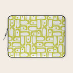 Mid Century Modern Piquet Abstract Multi Pattern Chartreuse and White Laptop Sleeve Gallery Image 1