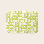 Mid Century Modern Piquet Abstract Multi Pattern Chartreuse and White Bath Mat Gallery Image 1