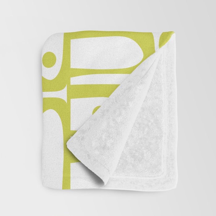 Mid Century Modern Piquet Abstract Multi Pattern Chartreuse and White Throw Blanket Gallery Image 3
