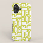 Mid Century Modern Piquet Abstract Multi Pattern Chartreuse and White iPhone Case Gallery Image 1