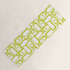 Mid Century Modern Piquet Abstract Multi Pattern Chartreuse and White Yoga Mat Gallery Image 1