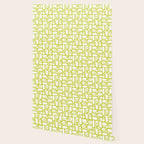 Mid Century Modern Piquet Abstract Multi Pattern Chartreuse and White Wallpaper Gallery Image 2