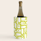 Mid Century Modern Piquet Abstract Multi Pattern Chartreuse and White Wine Chiller Gallery Image 2