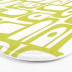 Mid Century Modern Piquet Abstract Multi Pattern Chartreuse and White Bath Mat Gallery Image 3