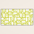 Mid Century Modern Piquet Abstract Multi Pattern Chartreuse and White Desk Mat Gallery Image 3