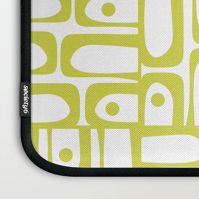 Mid Century Modern Piquet Abstract Multi Pattern Chartreuse and White Laptop Sleeve Gallery Image 3
