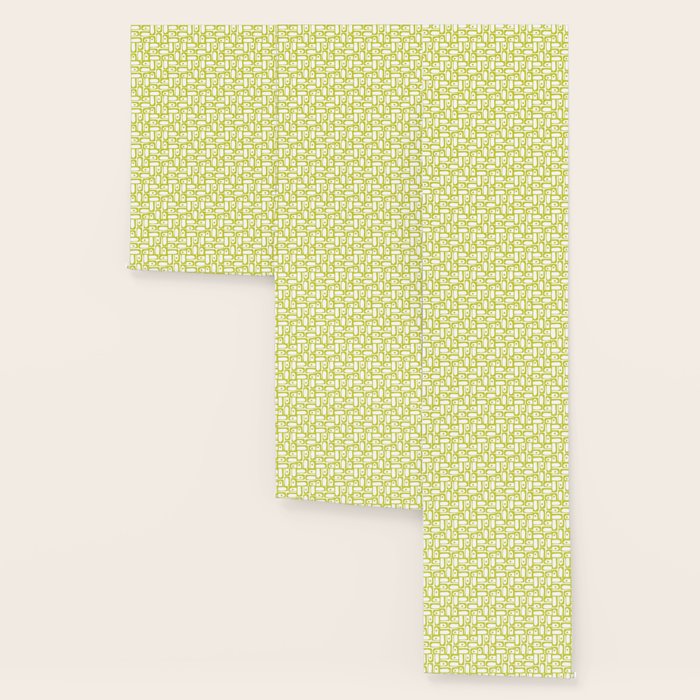 Mid Century Modern Piquet Abstract Multi Pattern Chartreuse and White Wallpaper Gallery Image 3
