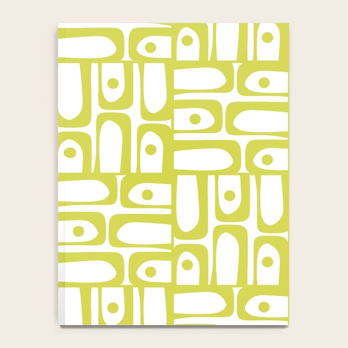 Mid Century Modern Piquet Abstract Multi Pattern Chartreuse and White Notebook Gallery Image 4