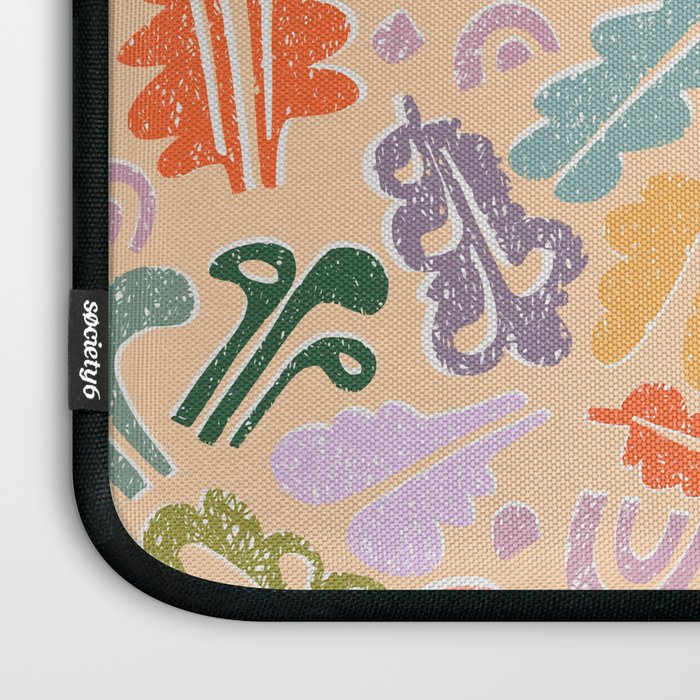Block print leaves pattern peachy Laptop Sleeve Gallery Image 3