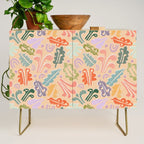 Block print leaves pattern peachy Credenza Gallery Image 1