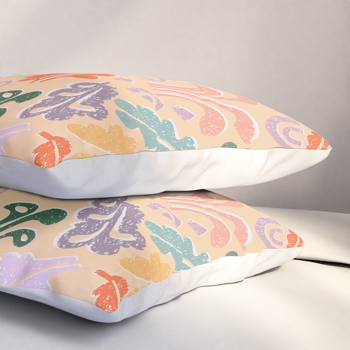 Block print leaves pattern peachy Pillow Sham Gallery Image 3