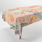 Block print leaves pattern peachy Tablecloth Gallery Image 1