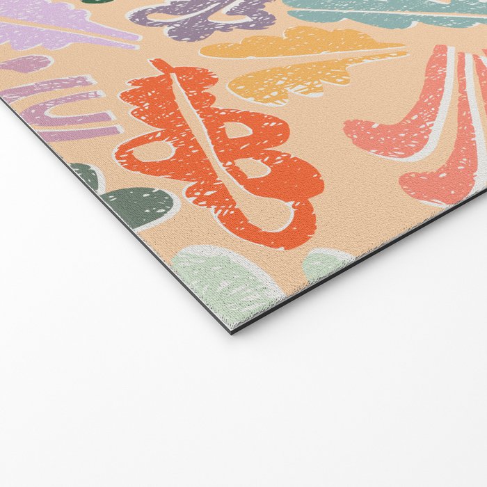 Block print leaves pattern peachy Welcome Mat Gallery Image 2