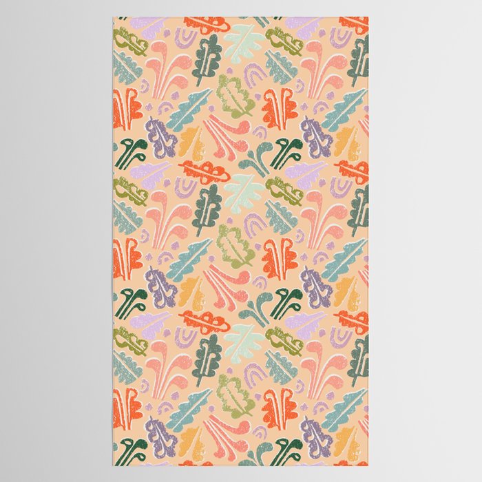 Block print leaves pattern peachy Tablecloth Gallery Image 2