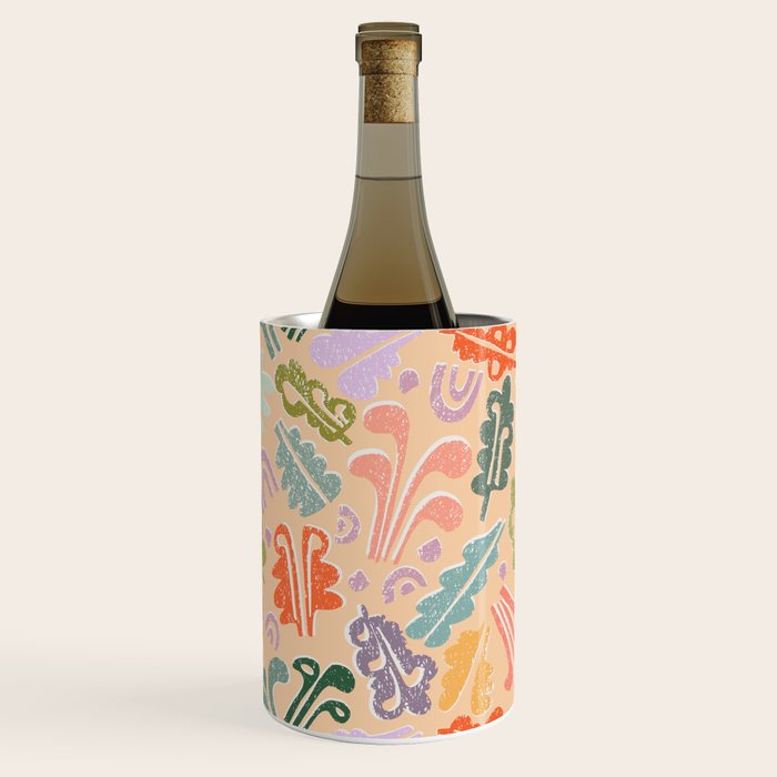 Block print leaves pattern peachy Wine Chiller Gallery Image 2