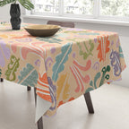 Block print leaves pattern peachy Tablecloth Gallery Image 3