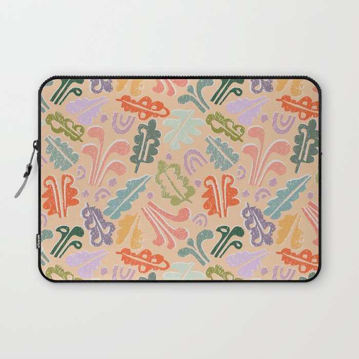 Block print leaves pattern peachy Laptop Sleeve Gallery Image 1