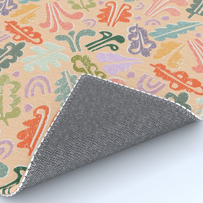 Block print leaves pattern peachy Rug Gallery Image 4