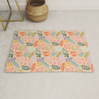Block print leaves pattern peachy Rug Gallery Image 1