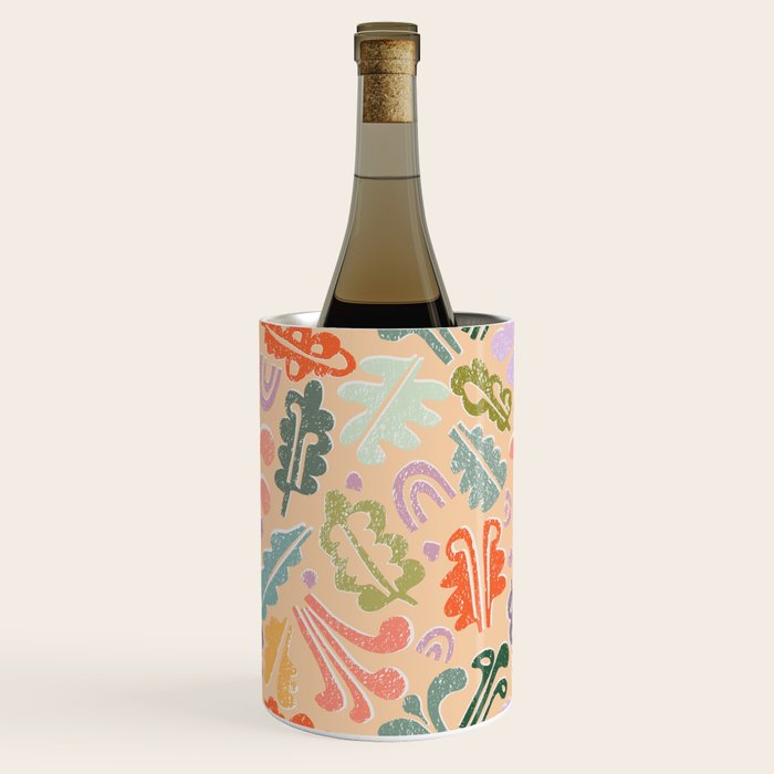 Block print leaves pattern peachy Wine Chiller Gallery Image 1