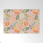 Block print leaves pattern peachy Welcome Mat Gallery Image 1