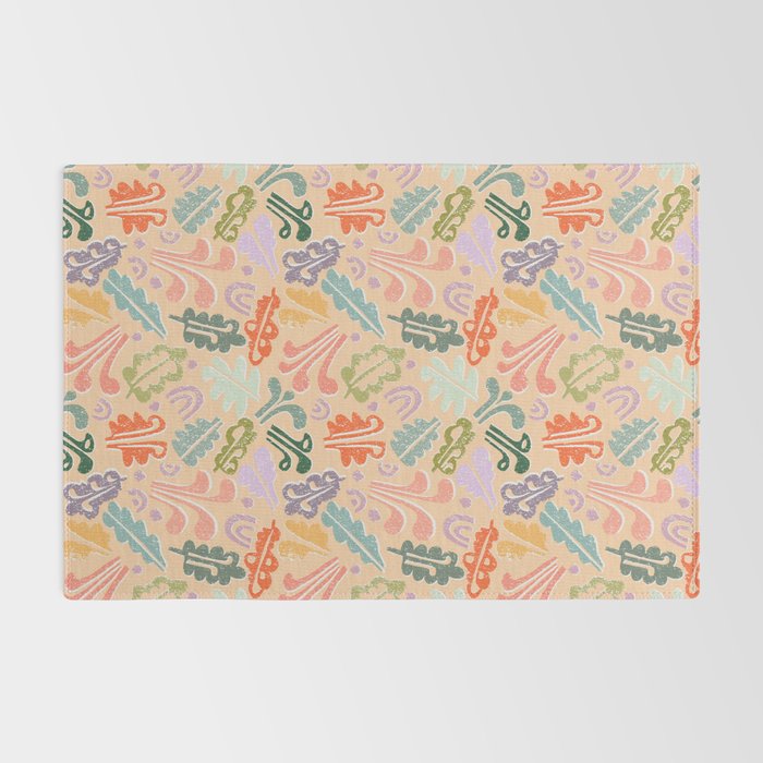 Block print leaves pattern peachy Rug Gallery Image 2