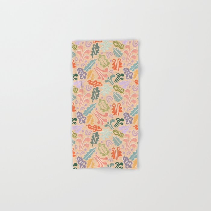 Block print leaves pattern peachy Bath Towel Gallery Image 1