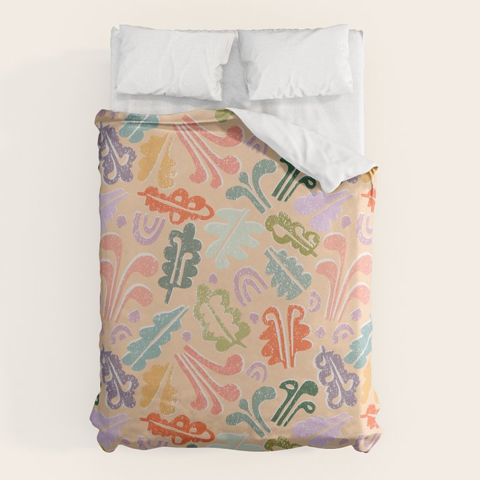 Block print leaves pattern peachy Duvet Cover Gallery Image 6